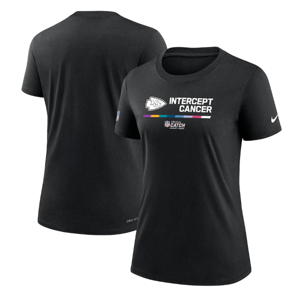 Women's Kansas City Chiefs 2022 Black Crucial Catch Performance T-Shirt(Run Small)